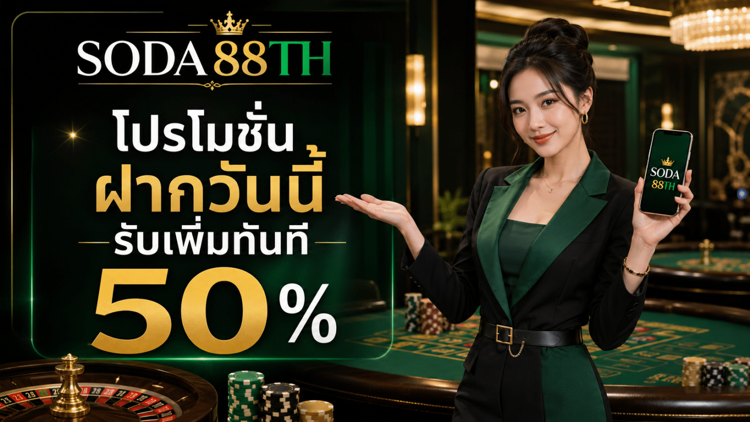 โปรโมชั่น ฝากวันนี้รับเพิ่มทันที 50 %